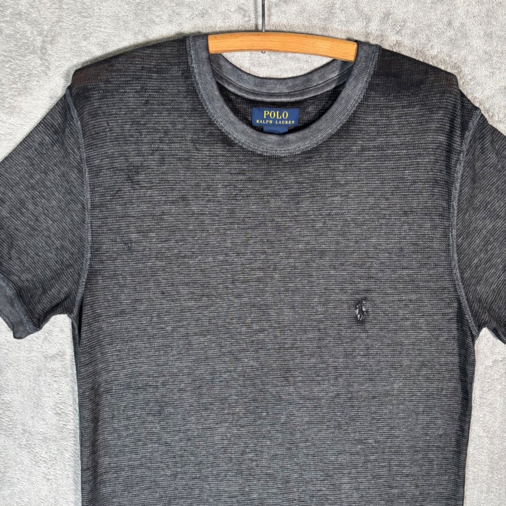 Polo Ralph Lauren Mens Large Charcoal Gray Waffle Knit Short Sleeve T-Shirt - Picture 6 of 11